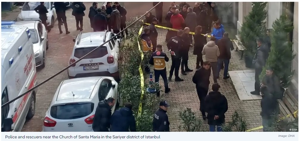 One person dies after two masked gunmen attack Istanbul church during ...